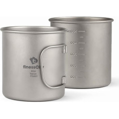Camping Cup (450ml/ 600ml) With & Without Lid, Extra Strong & Lightweight (Ti) Camping Mug With Measurement Marks, Titanium Cup for Hiking/ Backpacking/ Camping in Cloth Case (Mug Without Lid, 600ml)