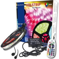 LED ATOMANT KIT of 5 Meters RGB LED Strip Light Direct to 220v with Controller and Remote Control RGB Color Waterproof Cut Every 12.5cm
