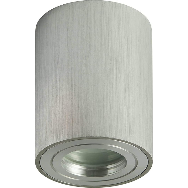 LED Surface-Mounted Spotlight Round Brushed Stainless Steel 7.5 Watt Dimmable Neutral White GU10 230 V - 80 x 95 mm Aluminium Downlight Construction Loft Ceiling Spotlight