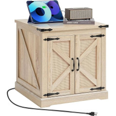 VEVOR Rattan Coffee Table Rectangular Coffee Table Made of PE Rattan Coffee Table with MDF Top in Boho Style with Storage Space & Retro Metal Hinges & Socket for Living Room Bedroom Small Rooms