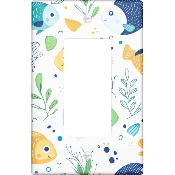 Unterwasserfisch-Lichtschalter-Abdeckplatten/Steckdosenabdeckungen, bunte Wasser-Meerestiere für Kinderzimmer, thermoplastische Wandplatten, Standardgröße, einzelne Wippe