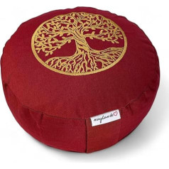 Maylow – Yoga mit Herz meditation yoga cushion with embroidery, 33 x 15 cm filled with spelt husks, cover and ticking, 100% cotton.