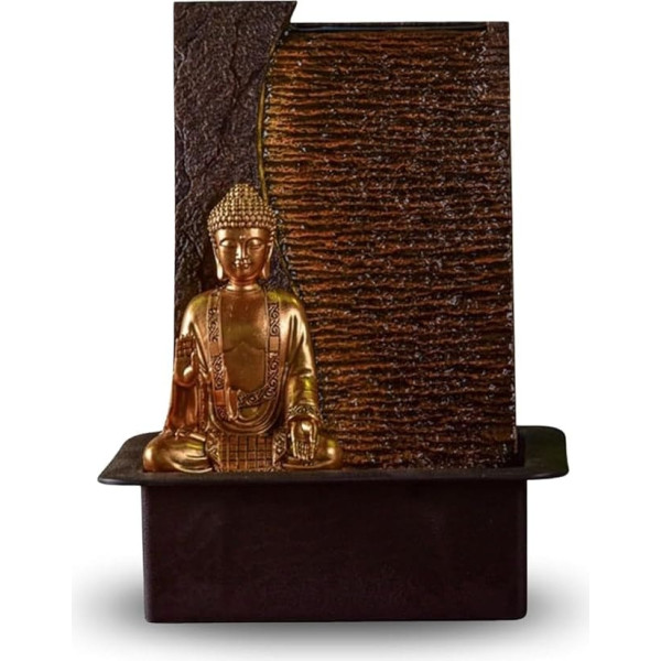 Zen'Light Buddha Jati Indoor Fountain Removable with Yellow LED Strip Zen Decor Ideal for Meditation and Relaxation Quiet Water Pump Lucky Fountain with Closed Circulation Height 40 cm