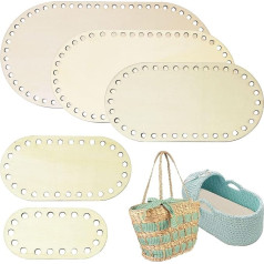 Wooden Crochet Floor, Pack of 5 Natural Wood Basket Bases, Basket Floors for Crocheting, Hollow Crochet Basket Base for Making Knitting, Crochet Yarn, Storage Bag, DIY Basket, Weaving