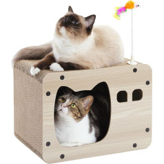 PETEPELA Scratching Board for Cats, Scratching Pad, Corrugated Cardboard Scratching Board, Scratching Furniture with Toy, Scratching Mat for Indoor Cats as Furniture Protection