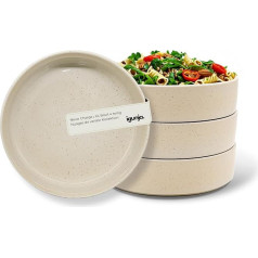 Bowl Pasta Plate Size XL Premium Stoneware Crockery Set Beige [4-Piece Large 1L Vol.] 100% Handmade Cereal Bowl Ramen Bowl Smoothie Bowl Soup Bowl Outside Matte Interior Glossy