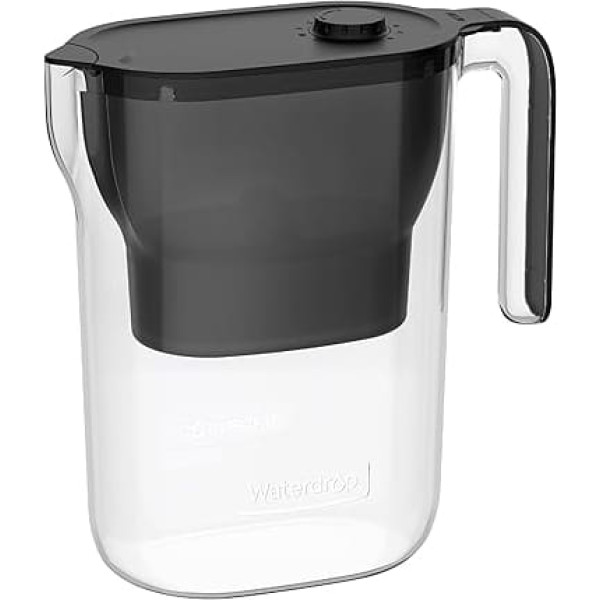 Waterdrop Water Filter Jug Fridge Water Filter Jug with 3 Month Filter, 2.5 L, Reduces Fluoride, Chlorine and More, NSF Certified, BPA-Free, Black (Replacement Filter: WD-PF-01A Plus)