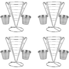 Jenngaoo French Fries Basket, Cone Snack Display Stand, Cone Basket, Snack Stand, Chip Holder, Serving Snacks with Dips or Chips (Doubled x 4)
