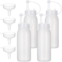Uceoo Squeeze Bottles for Condiments, 4 Pack Squeeze Bottles for Sauce Plastic Squeeze Bottle with Cap Lid for Katchup Honey Coarse Sauces Resin Salsa Crafts Oil 380ml with 4