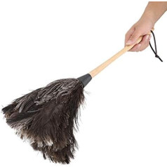 Handmade Washable Non-Electrostatic Ostrich Feather Dust Cloth with Wooden Handle Household