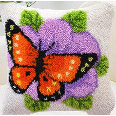 3D Cushion Latch Hook Embroidery Set DIY Cushion Material Package Crochet Carpet Yarn Cushion Embroidery Set Fit for Beginners Embroidery Set Cushion Cover Cushion Butterfly