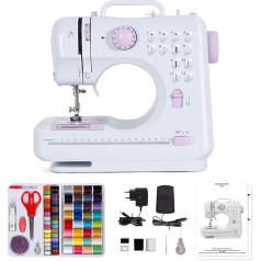 Sewing Machine for Beginners and Children, 12 Stitch Patterns, Small Sewing Machine with Foot Pedal, Electric Sewing Light, with Sewing Kit (Purple)