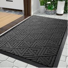 Yimobra Doormat Outdoor Heavy Duty Durable Entrance Mat Outdoor Easy Clean Water Resistant 90x60cm Black