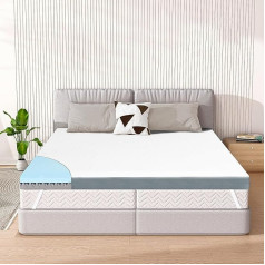 Topper 180 x 200 cm, 8 cm Height Gel Foam Mattress Topper, Breathable Memory Foam Mattress Topper for Bed, Box Spring Bed, Sofa Bed