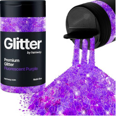 Fluorescent Purple 5 Size Glitter Mix 120 g / 4.2 oz Fine Coarse Metallic Resin Craft Multi-Size Glitter Sequin Shaker for Epoxy, Hair, Face, Body, Eye, Nail Art, Festival
