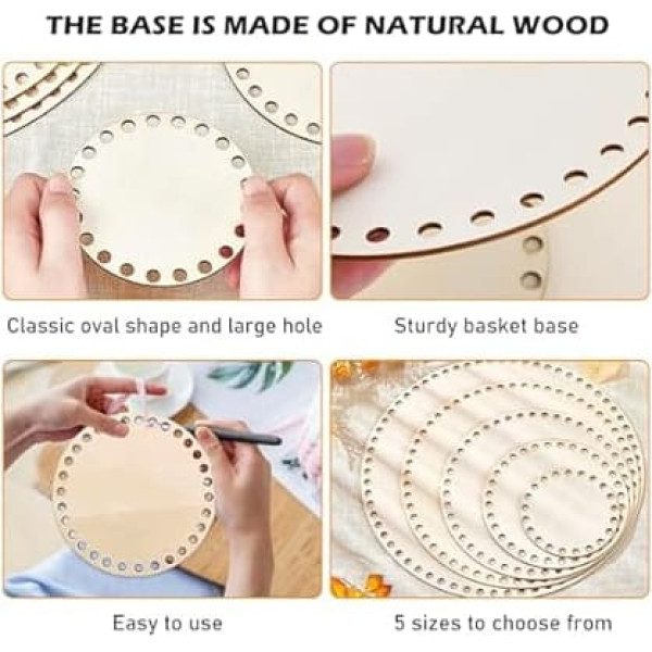 BORDEAG Pack of 10 Wooden Shelves for Crocheting, Basket Base for Crocheting, Selfmade Basket Base, Wooden Base Crochet for DIY Basket Weaving for Home Decoration, 10/15/20/25/30 cm