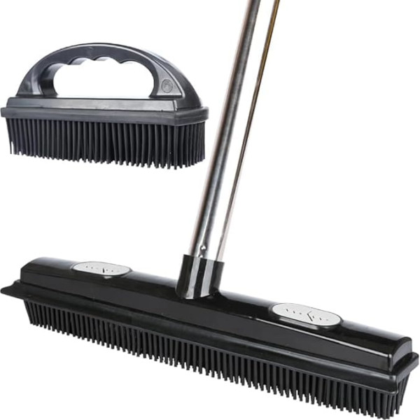 Gummibesen und Tierhaarbürsten-Set, Tierhaarentfernungsbesen und Bürste, Fellentferner mit Rakel, Verwendung für Teppich