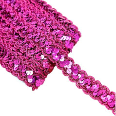 13 Metres 23 mm Glitter Sequins Lace Ribbon Lace Trim Braided Decorative Ribbon Trim Ribbon for DIY Sewing Costumes Craft Embellishments, Rose