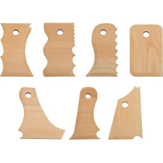 Ceramic Profile Rib Bundle, Ceramic Trimming Tools, 7 Pieces, Ceramic Foot Shaper Tools, Wood Rib Trimming Tool for Clay, Ceramics, Sculpture, Smoothing