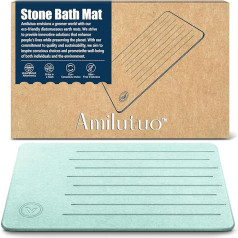 Stone Bath Mat, Diatomite Stone Bath Mat, Non-Slip Stone Bath Mat, Quick Drying, Enhance Your Bathroom with This Absorbent Bath Mat (Blue, 60 x 39 cm), SBT02