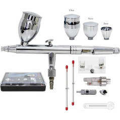 New Version Professional Airbrush Gun Set 0.3mm 0.5mm 0.8mm, Dual Action Air Brush, Manicure Type Sprayer for Art Painting Tattoo