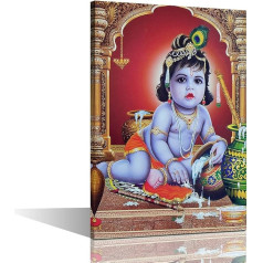 Indian Wall Picture Lord Krishna Pictures for Bedroom Hinduism Deity Culture Wall Decoration 1 Panel Canvas Wall Art Modern Artworks Wall Decor for Living Room Framed Ready to Hang (16