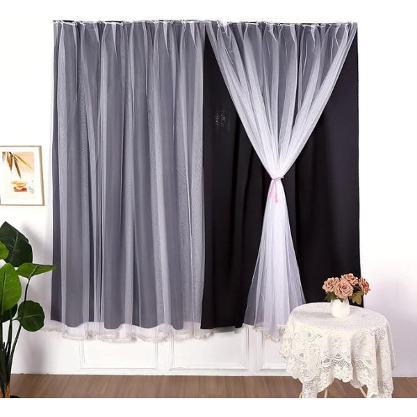 Yunxiaomian Temporary Blackout Roller Blinds, Autohesion Voile Curtains Net Curtains for Window Door Bedroom Blackout Curtains for - Thermal Insulated Curtains, Curtains without Stick