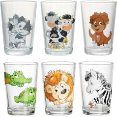 Ritzenhoff & Breker Children's Glasses Yard Animals & Happy Zoo, Set of 6, 205 ml, Printed Children's Cups with Animal Motifs, Dishwasher Safe