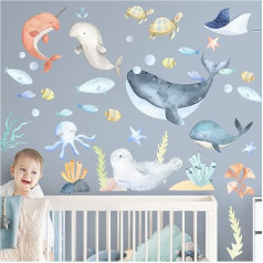 Grandora DL866-5 XXL Wall Sticker Underwater World Ocean Sea Animals Nursery Baby Room Wall Sticker Decoration