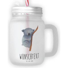 Mr. & Mrs. Panda Personalised Drinking Glass Mason Jar Koala Bear - Personalised Gifts, Personalised Cocktail Glass, Good Mood Funny