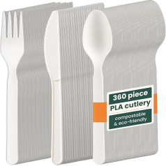 360 Piece Cutlery Set - Reusable, Dishwasher Safe High Performance Cutlery for Parties, Weddings, Events, Hot and Cold Food - White