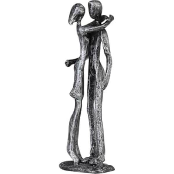 Casablanca Design Decorative Sculpture Couple - Couple - Cast Iron - Burnished Iron - Antique Silver - Height 18 cm - Gift - Love