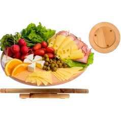 OSTENTO Rotating Wooden Serving Plate, Pizza Board, Rotating Plate, Serving Plate, Cake Plate, Turntable for Cheese, Sausage, Pizza, Snacks (Diameter 45 cm)