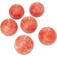 Spaas 6 Rustic Unscented Ball Candles 80mm 24 Hour Ginger Orange