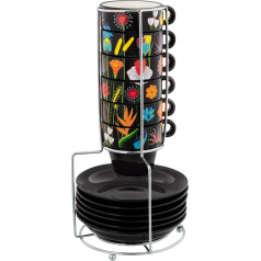 Pylones, Espresso Cup Tower Colourful Coffee Flower Garden Porcelain 28.5 x Diameter 12 cm