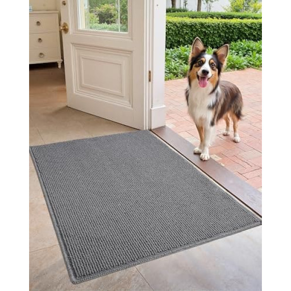 COLOR&GEOMETRY Door Mat Indoor 70 x 150 cm, Dirt Trapper Mat Large Indoor Outdoor Door Mats Front Door Washable Quick Drying Doormat Thin Door Mat Entrance Rug Non-Slip Grey