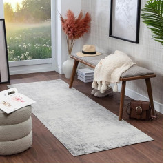 Livabliss Utrecht Modern Rug Runner - Abstract Design in Marble Look for Living Room 80 x 220 cm, Dining Room, Bedroom - Large Marble Rug, Soft Short Pile, Ivory and Grey Rug