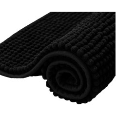 subrtex Chenille Bath Mat, Non-Slip Bathroom Rug, Absorbent Bath Mat, Soft, Water-Absorbent Bath Mat for Bathroom, Machine Washable (40 x 60 cm, Black)