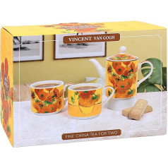 Lesser & Pavey Artist Vincent Van Gogh Sunflowers and Claude Monet Garden Design Tea for Two - Beautiful Floral Design Ceramic Teapot and Mug Gift Idea (Vincent Van Gogh)