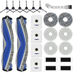 Accessory Set for Ecovacs Deebot T30 Pro Omni / T30 Omni Robot Vacuum Cleaner, 2 Rubber Main Brushes, 4 Dust Bags, 6 Wipes, 4 Filters, 6 Side Brushes, 1 Cleaning Brush, Spare Parts Robot Vacuum