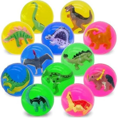 Pack of 24 Bouncy Balls for Children 42 mm, Dinosaur Bouncy Balls and Children's Birthday Rubber Balls Party Favours