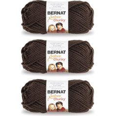 Bernat Softee Chunky Dark Taupe Yarn - 3 Packs of 100g - Acrylic - 6 Super Bulky - 90m - Knitting/Crochet