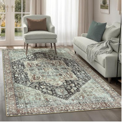 Arty Rugs Machine Washable Area Rug, Non-Slip Backing, Short Pile, Lint Free and Easy to Clean Rug for Living Room, Bedroom, Kitchen, Hallway, Office, 240 x 330 cm, Anthracite & Light Sienna