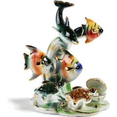 MTME Porcelain Figurines Golden Fish Memorabilia Gifts Sculpture Home Decoration (Vertical)