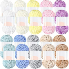 Woanger 20 Skeins Soft Chenille Yarn Velvet Blanket Yarn for Crochet Hand Knitting Weaving Crafts 10 Colors Each 90m (Vivid Color)