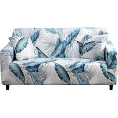 Hoobuy Printed Sofa Cover Stretch Couch Covers Sofa Slipcovers for 2 Cushions Couch and Loveseat with Two Free Cushion Covers (Blue and White, 2 Seater/Loveseat)