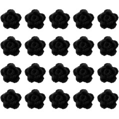 QUARKZMAN 20 Stück Blumen Aufnäher, 50mm Häkelblumen Blumenstickerei Applikationen Verzierungen für DIY Haare Hüte Kleidung Hochzeit Dekor Handwerk, Schwarz