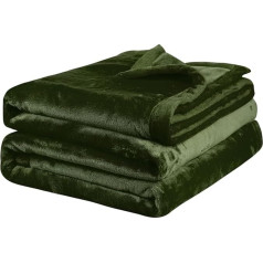 PiccoCasa Flannel Fleece Blanket Full Size Soft Warm Thick All Season Blanket for Couch Sofa Bed Travel - Lightweight Microfiber Plush Duvets (200 x 228 cm, Olive Green)