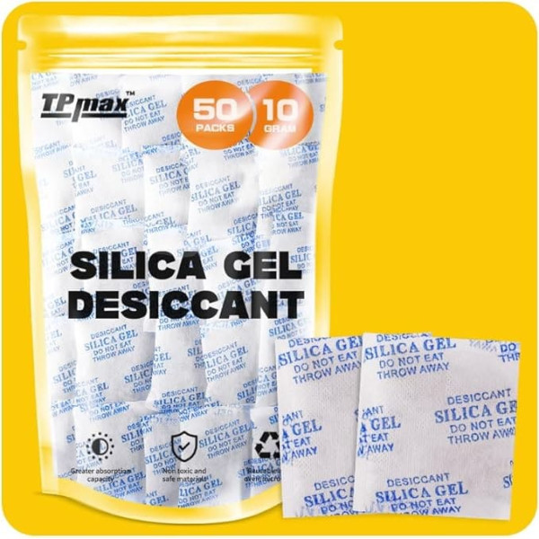 50 Packs 10g Silica Gel Desiccant Absorber Dehumidifier