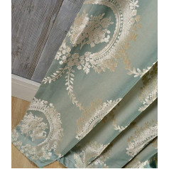 MYRU Luxury Jacquard Curtains for Living Room European Curtains for Bedroom 2 Pack (Green, 2 x 66 x 84 inches)